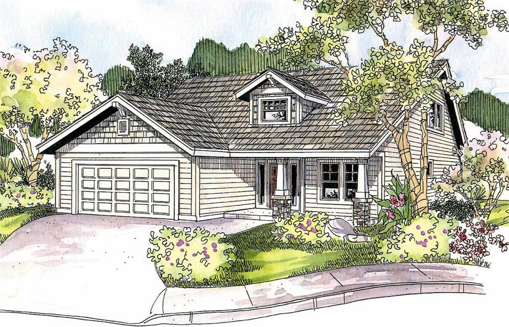 This image shows the Craftsman style for this set of house plans.