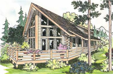 3-Bedroom, 1835 Sq Ft Log Cabin Home Plan - 108-1169 - Main Exterior