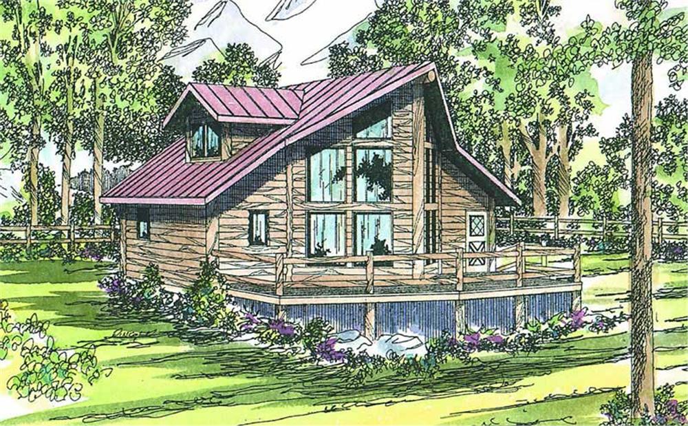 Front elevation of A Frame home (ThePlanCollection: House Plan #108-1170)