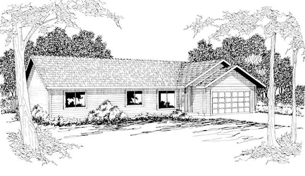 Front elevation of Ranch home (ThePlanCollection: House Plan #108-1189)