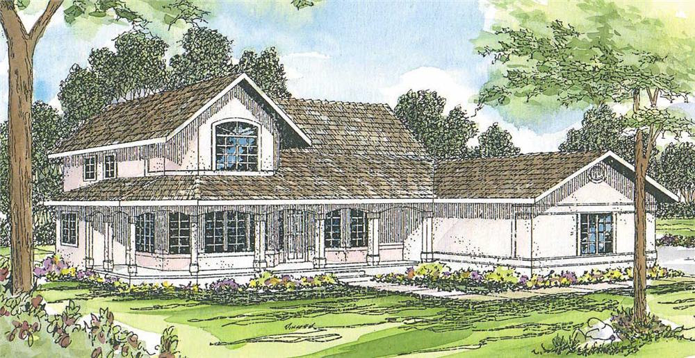 This image shows the Southwestern style for this set of house plans.