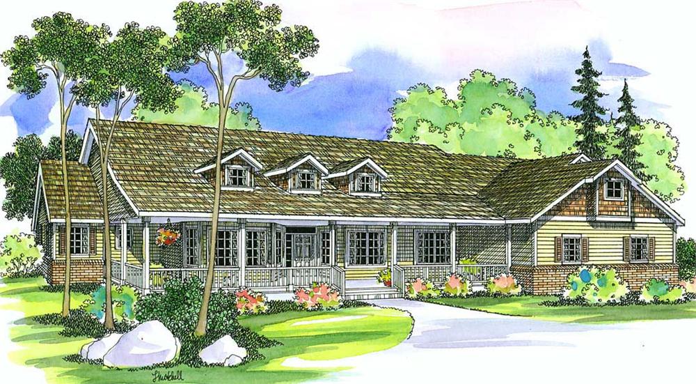 Front elevation of Ranch home (ThePlanCollection: House Plan #108-1285)