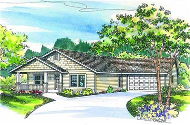 3-Bedroom, 1321 Sq Ft Craftsman Home Plan - 108-1289 - Main Exterior