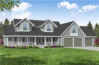 3-Bedroom, 2697 Sq Ft Country Home Plan - 108-1295 - Main Exterior