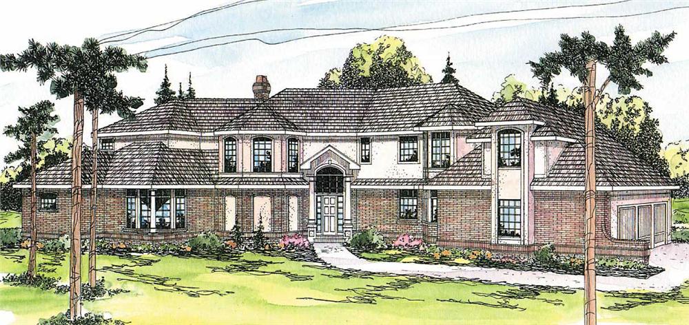 This image shows the Tudor Style for this set of house plans.