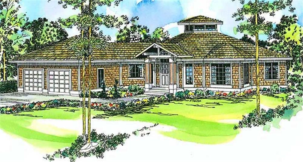 Front elevation of Ranch home (ThePlanCollection: House Plan #108-1342)