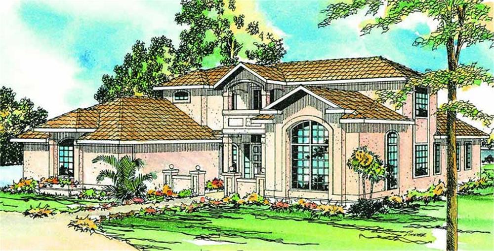 Front elevation of Florida Style home (ThePlanCollection: House Plan #108-1360)