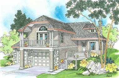 1-Bedroom, 1718 Sq Ft Contemporary House Plan - 108-1442 - Front Exterior