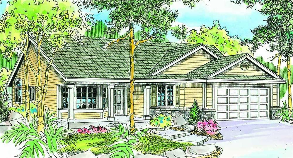 This is a colored rendering for these Country House plans.