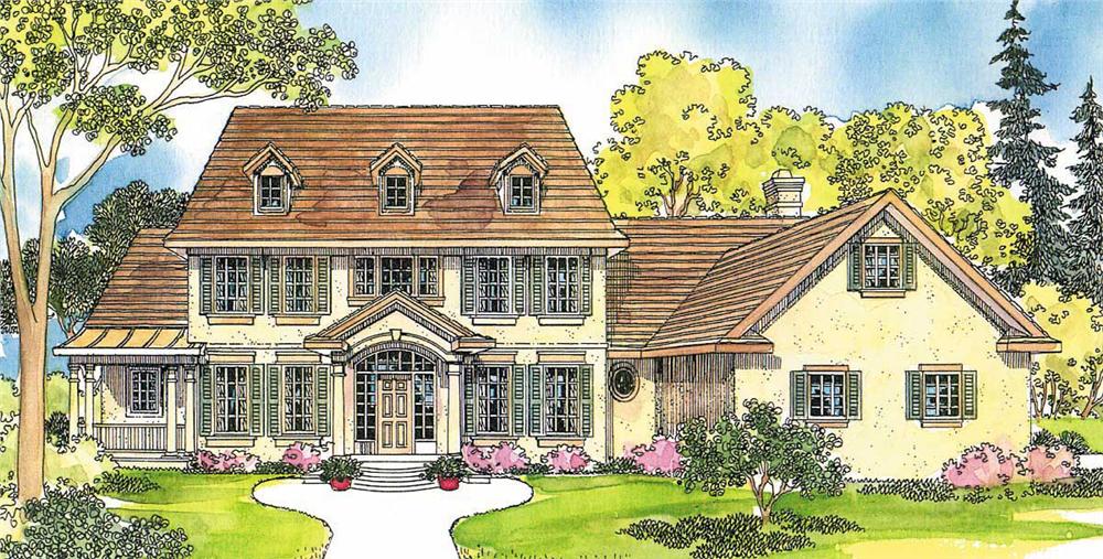 This image shows the Colonial Style for this set of house plans.