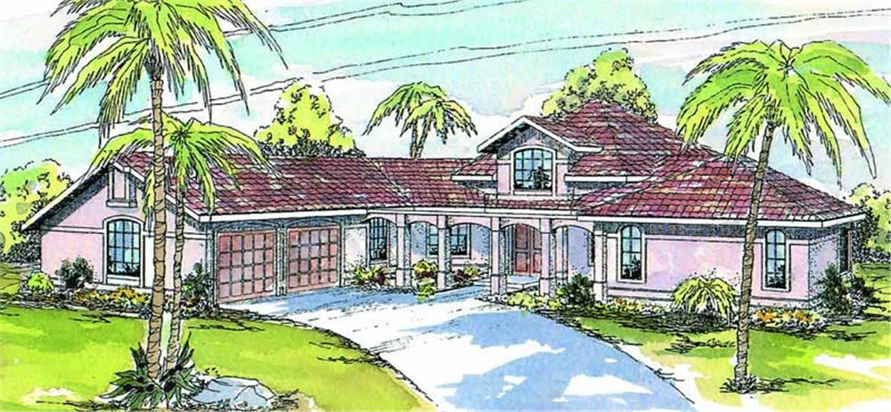 Front elevation of Mediterranean home (ThePlanCollection: House Plan #108-1470)