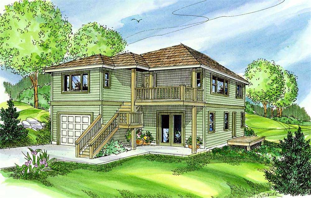 This image is a front perspective of these Contemporary Home Plans.