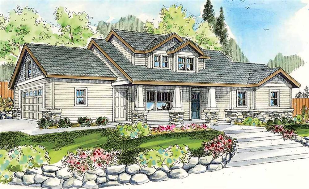 This is a colored rendering of these Craftsman Home Plans.