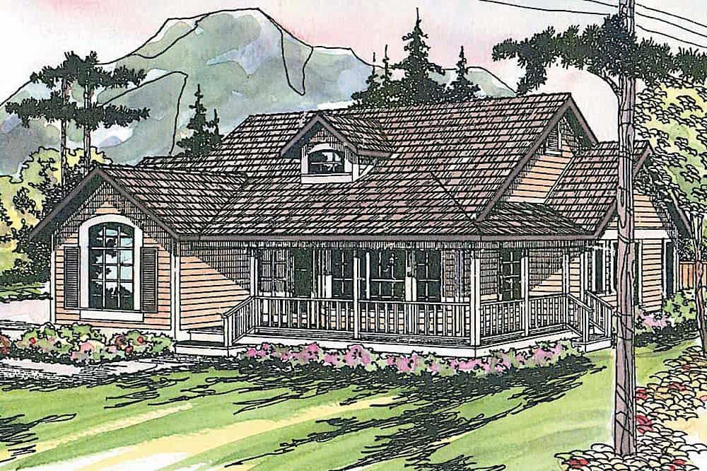 Farmhouse home (ThePlanCollection: Plan #108-1565)