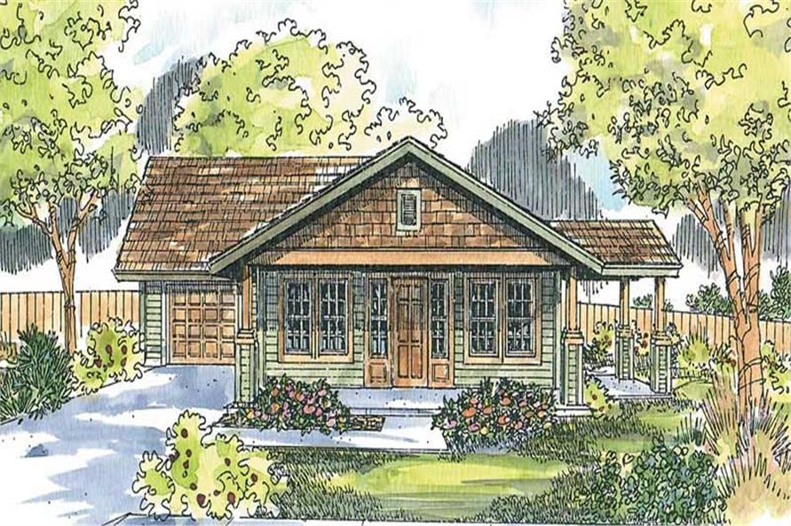 Front elevation of Craftsman home (ThePlanCollection: House Plan #108-1612)