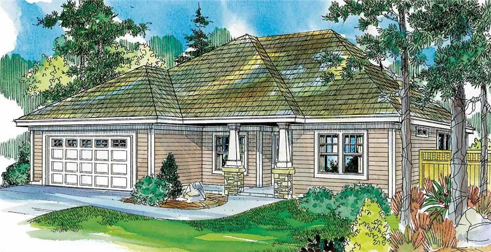 This image is a very colorful front elevation for these European Houseplans.