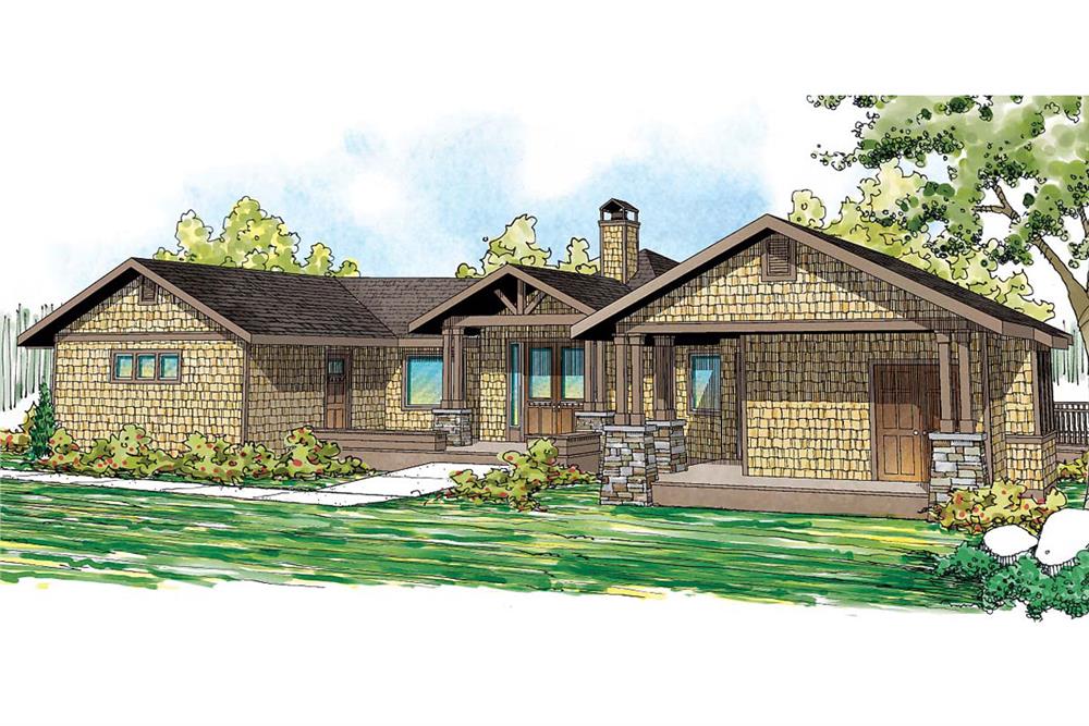 Front elevation of Craftsman home (ThePlanCollection: House Plan #108-1707)