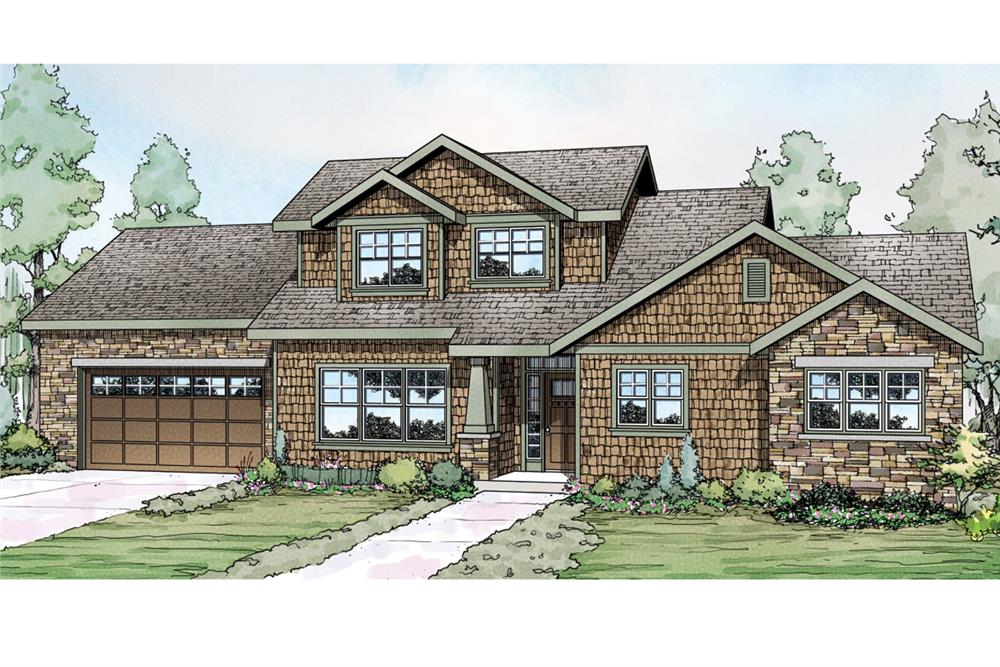 Front elevation of Shingle home (ThePlanCollection: House Plan #108-1742)