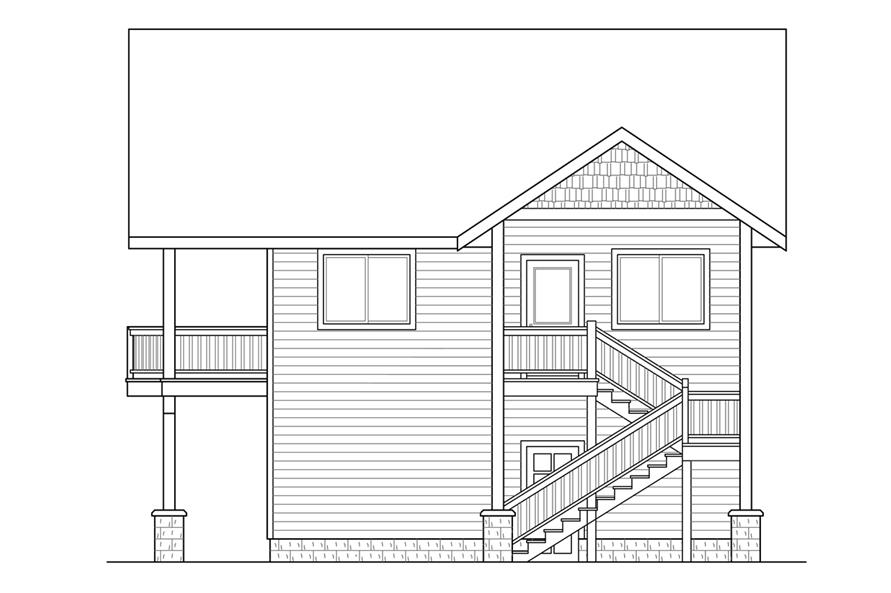 Home Plan Right Elevation of this 1-Bedroom,896 Sq Ft Plan -108-1784