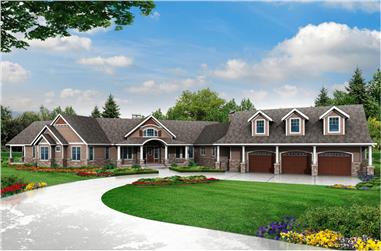 3-Bedroom, 4568 Sq Ft Country House Plan - 108-1831 - Front Exterior