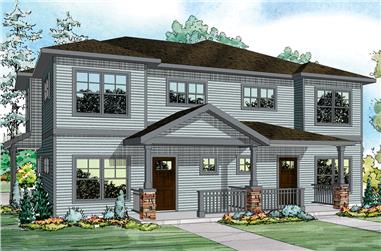3-Bedroom, 1436 Sq Ft Multi-Unit House Plan - 108-1849 - Front Exterior