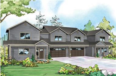 3-Bedroom, 1537 Sq Ft Multi-Unit House Plan - 108-1850 - Front Exterior