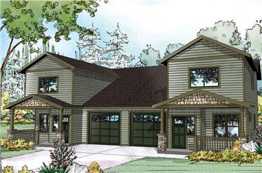 3-Bedroom, 1529 Sq Ft Multi-Unit House Plan - 108-1851 - Front Exterior