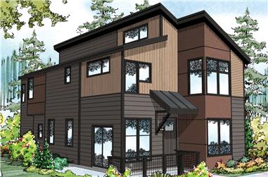 3-Bedroom, 1533 Sq Ft Contemporary House Plan - 108-1889 - Front Exterior