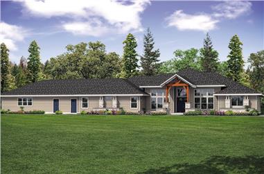3-Bedroom, 3413 Sq Ft Contemporary Home Plan - 108-1897 - Main Exterior