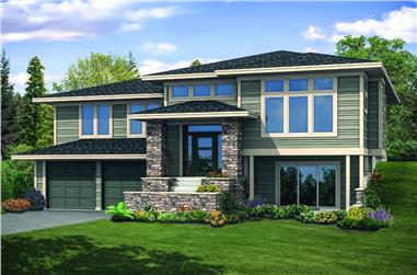 3-Bedroom, 2886 Sq Ft Contemporary Home Plan - 108-1931 - Main Exterior