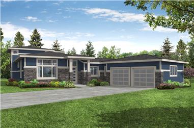 3-Bedroom, 2857 Sq Ft Contemporary House Plan - 108-2067 - Front Exterior