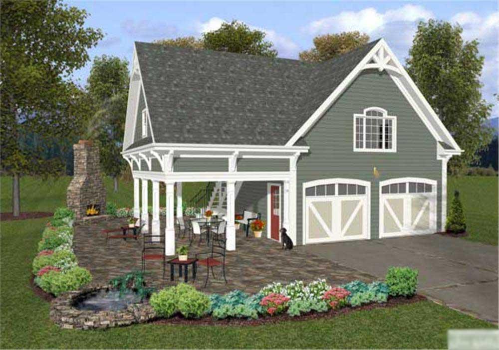 This is a front elevation of these Garage Plans.