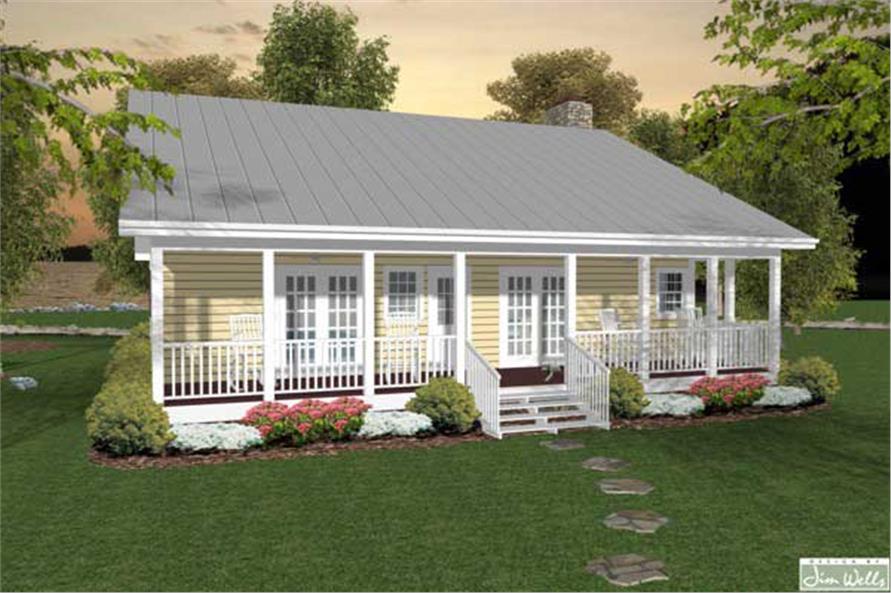 Home Plan Rear Elevation of this 2-Bedroom,953 Sq Ft Plan -109-1006