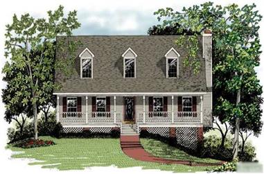 3-Bedroom, 1643 Sq Ft Cape Cod House Plan - 109-1009 - Front Exterior