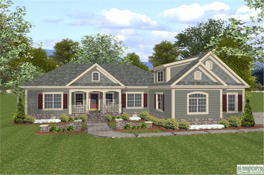 Front View of this 4-Bedroom, 1800 Sq Ft Plan - 109-1015
