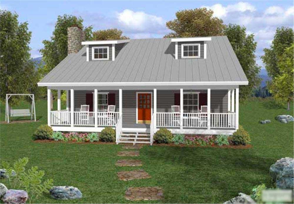Front elevation of small country home (ThePlanCollection: House Plan #109-1029)
