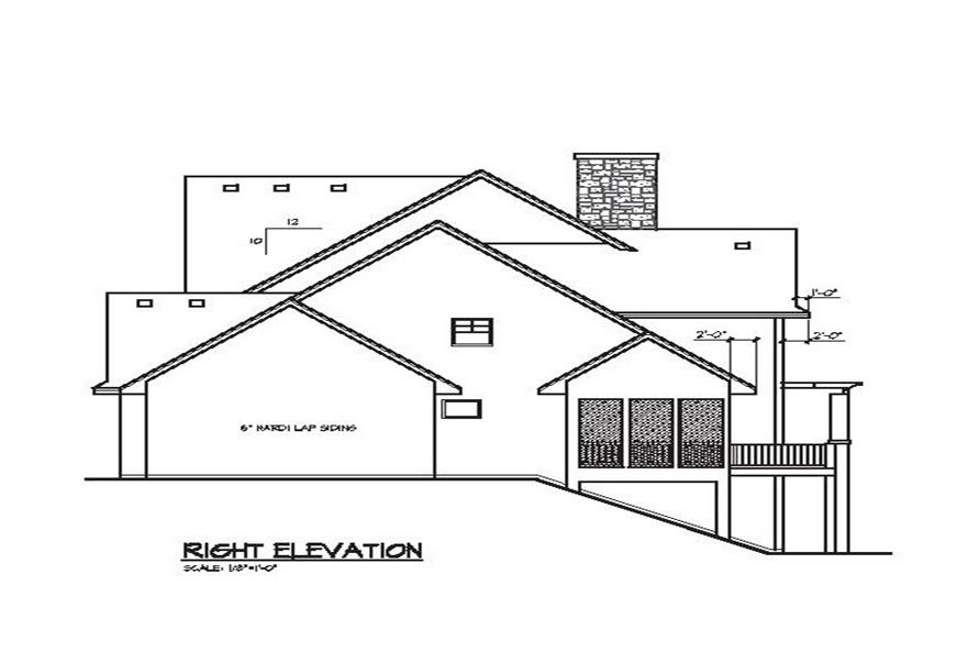 Home Plan Right Elevation of this 4-Bedroom,3770 Sq Ft Plan -109-1056