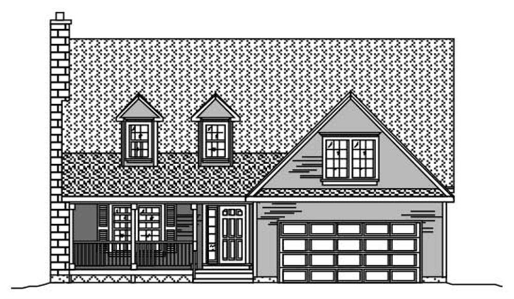 This is a black and white elevation for these Country House Plans.