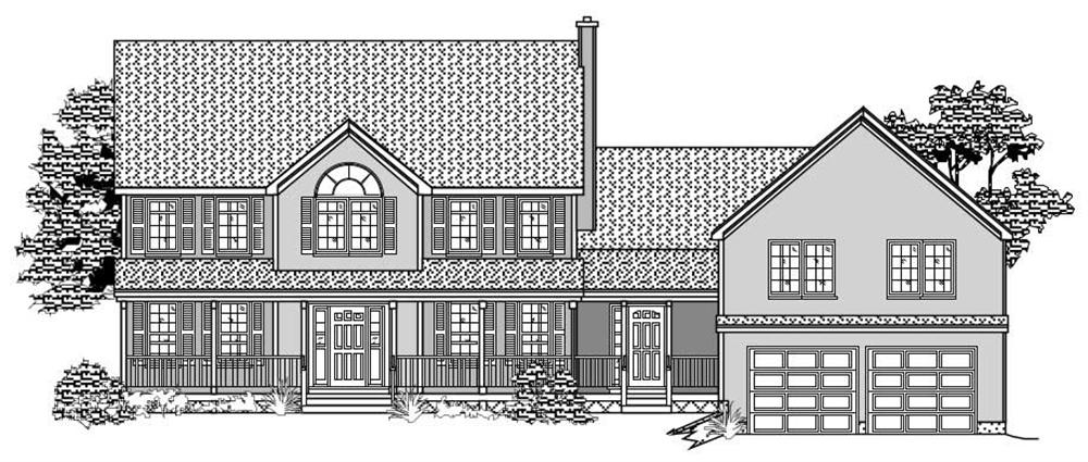 This is the front elevation for these Farmhouse House Plans.