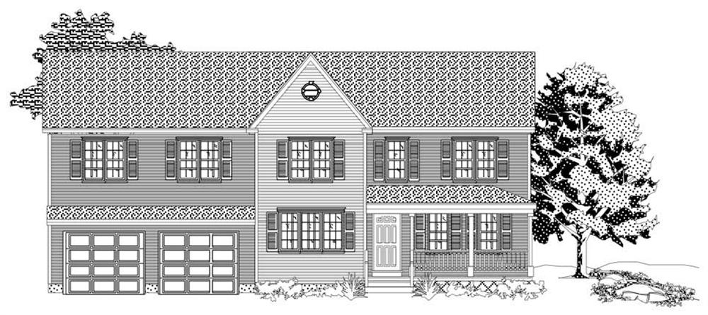 This is the front elevation of these Traditional Houseplans.