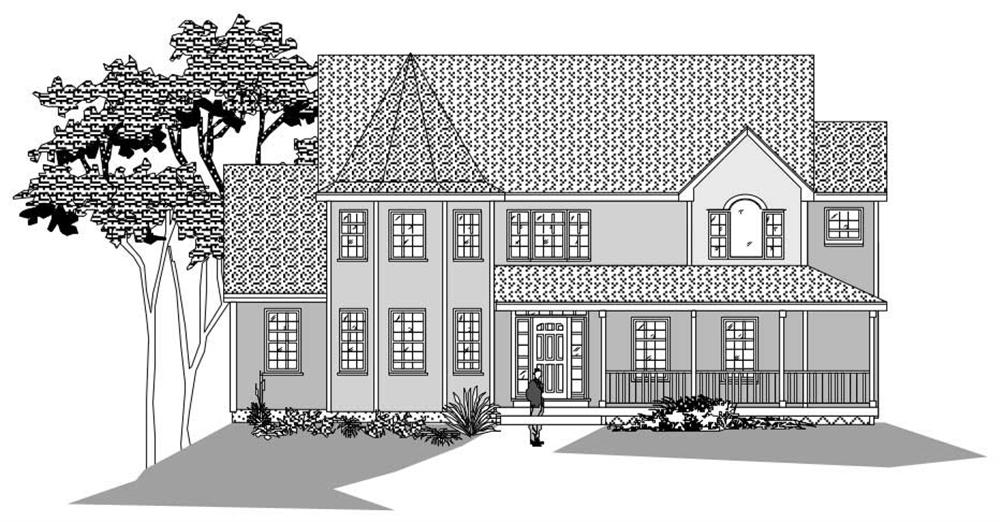 This image shows the front elevation of these Victorian Homeplans.
