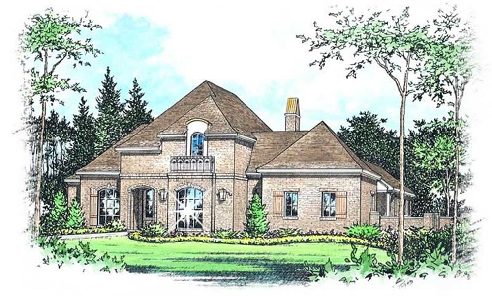 Front elevation of French home (ThePlanCollection: House Plan #113-1092)