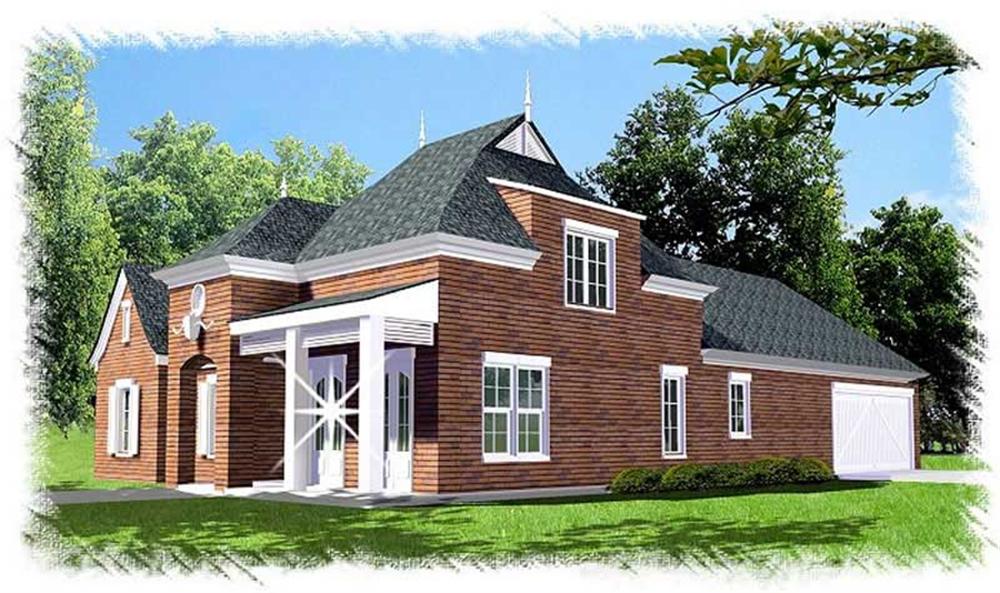 Front elevation of French home (ThePlanCollection: House Plan #113-1093)