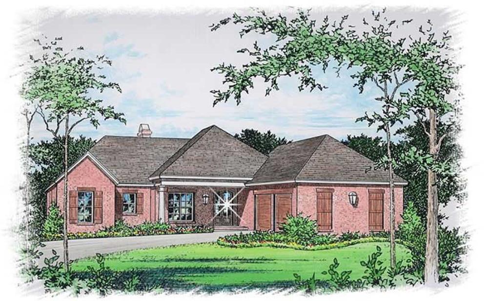 Front elevation of Ranch home (ThePlanCollection: House Plan #113-1101)