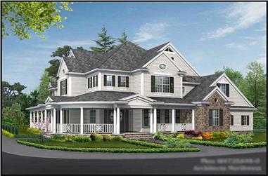 4-Bedroom, 4725 Sq Ft Country House Plan - 115-1201 - Front Exterior