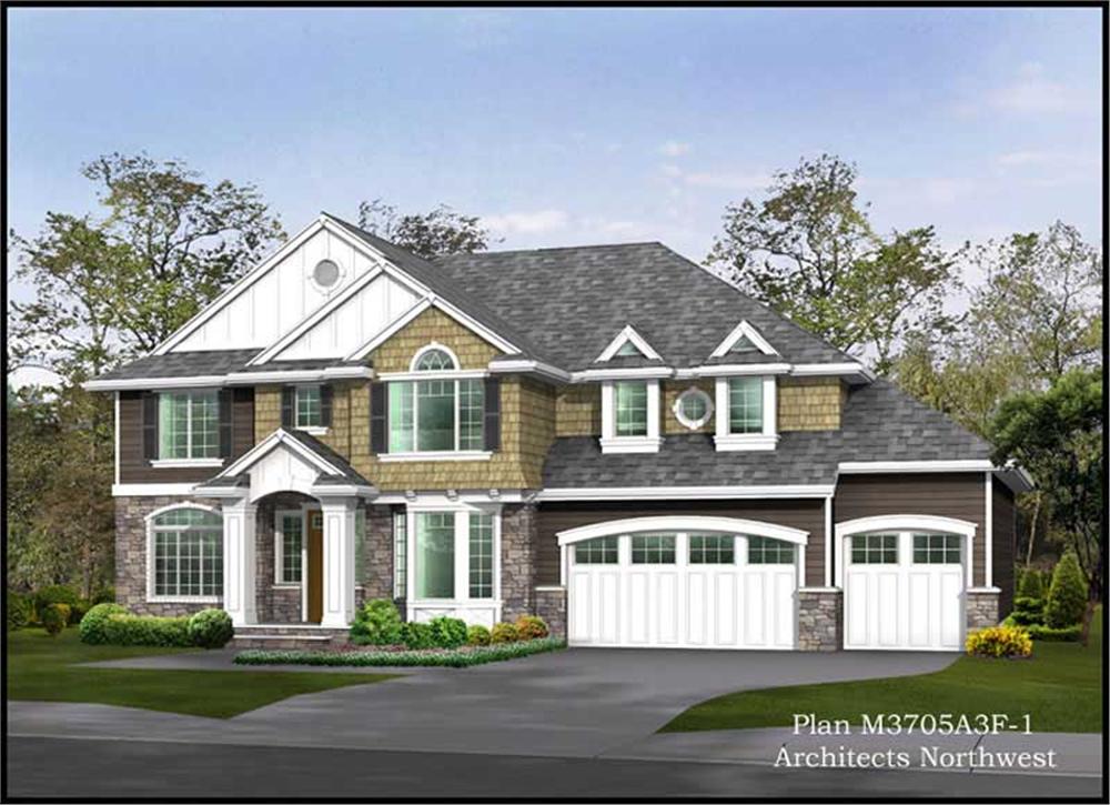 Front elevation of Shingle home (ThePlanCollection: House Plan #115-1295)