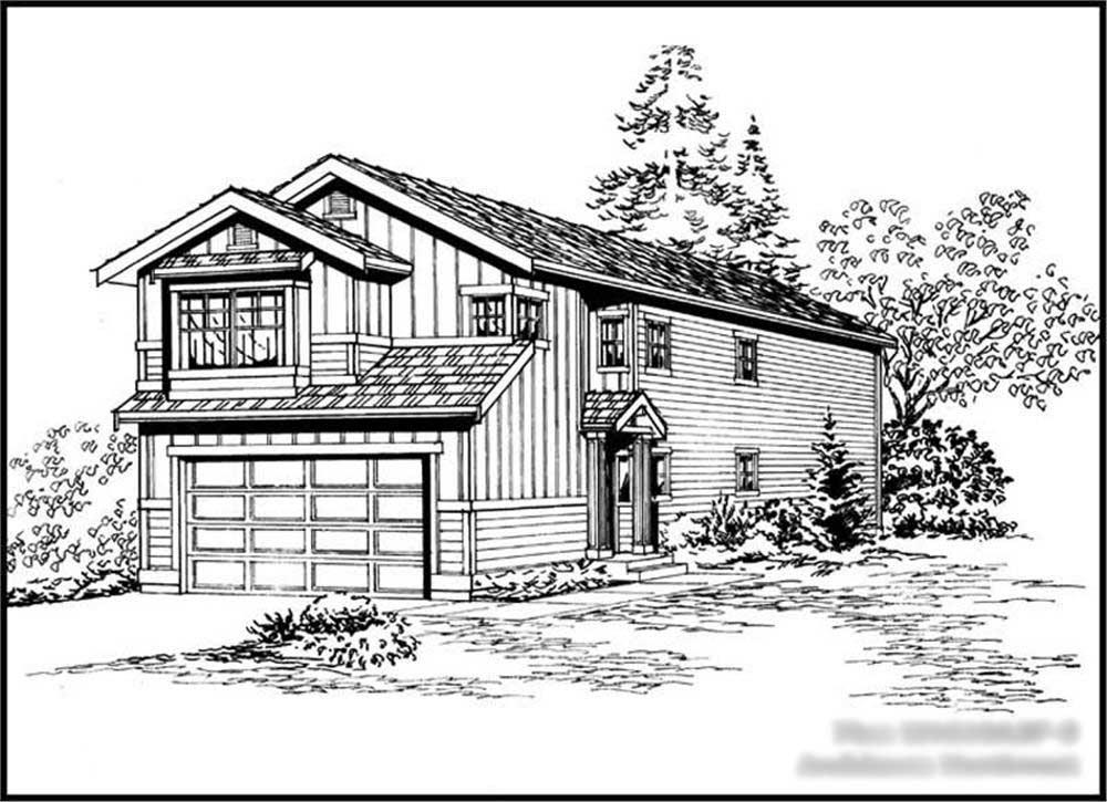 Front elevation of Multi-Level home (ThePlanCollection: House Plan #115-1304)