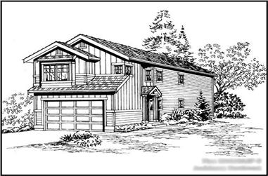 4-Bedroom, 1610 Sq Ft Multi-Level House Plan - 115-1304 - Front Exterior