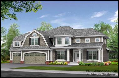 3-Bedroom, 3745 Sq Ft Colonial Home Plan - 115-1318 - Main Exterior