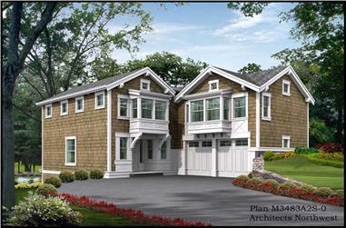 3-Bedroom, 2510 Sq Ft Shingle House Plan - 115-1346 - Front Exterior